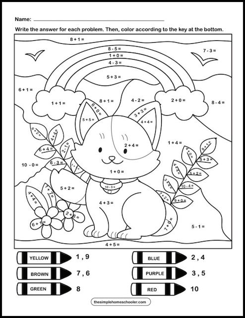 116 Color by Number Addition Printable 108