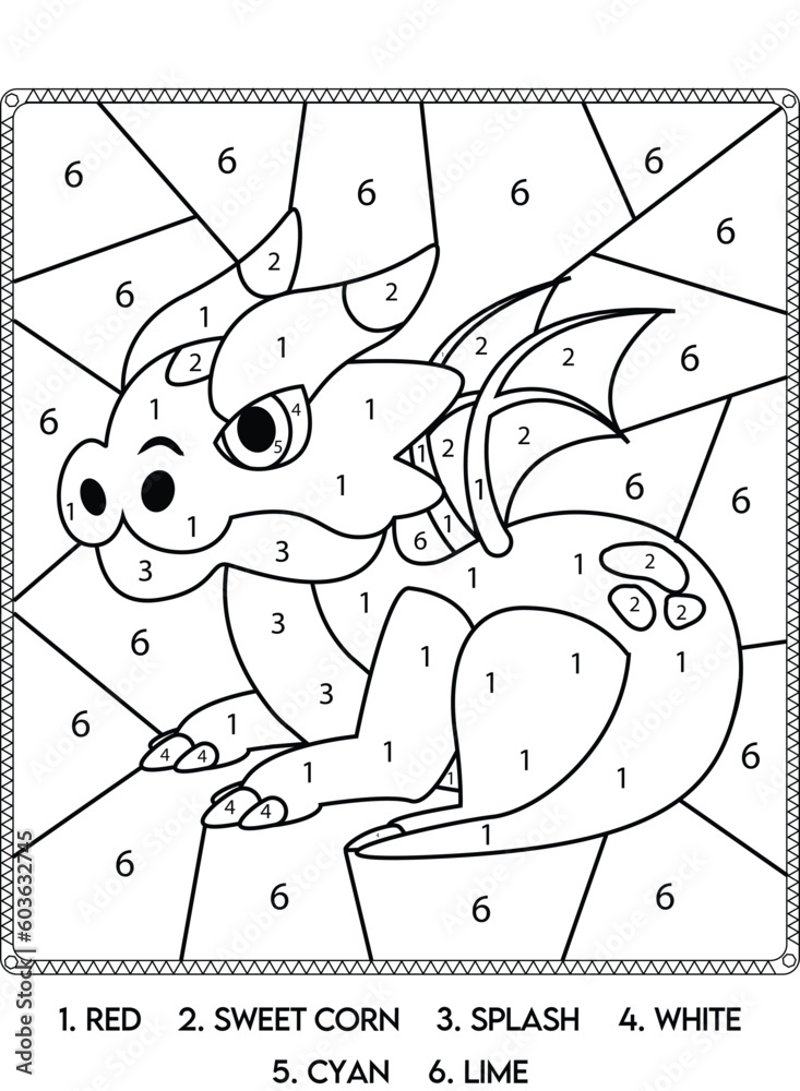 30 Dragon Color By Number Coloring Pages Printable 26