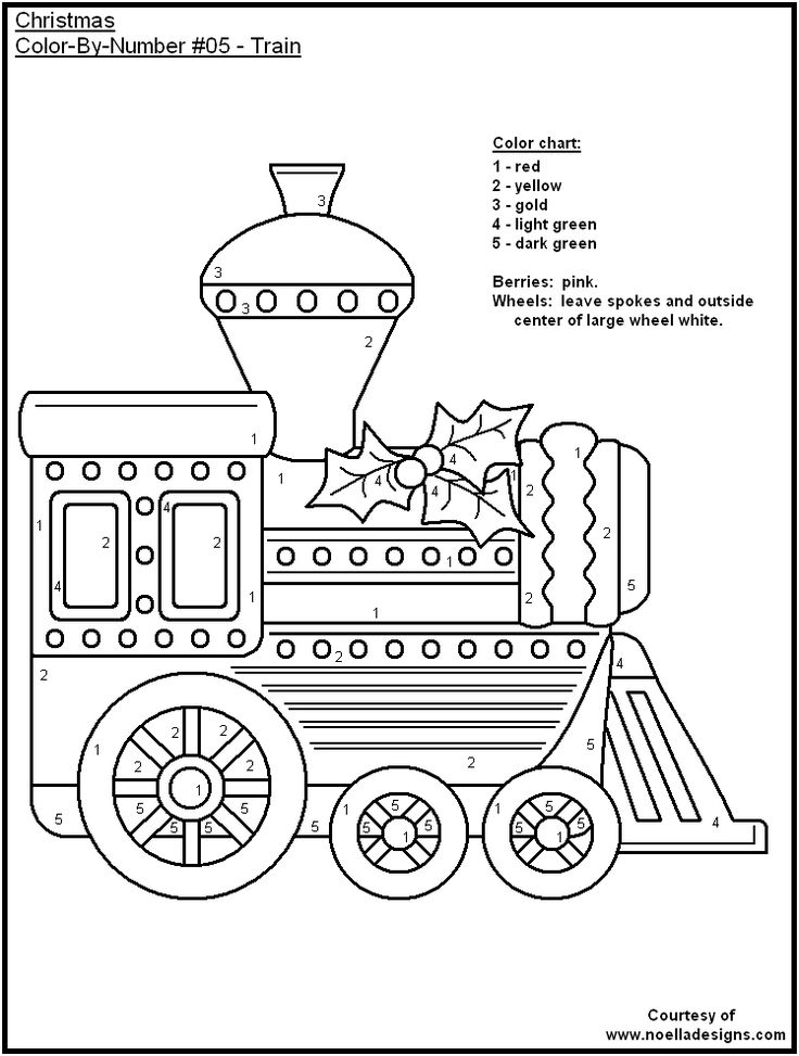 30 Interactive Train Color by Number Coloring Pages Printable 1