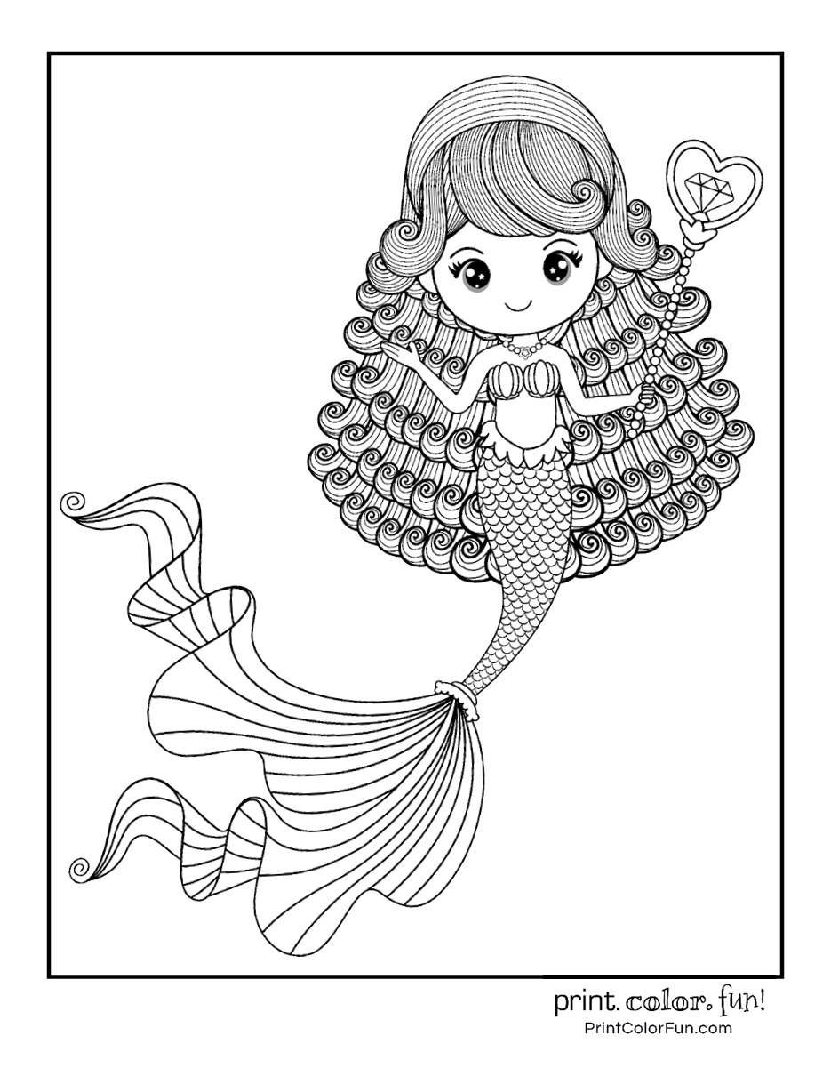 39 Creative Mermaid Free Coloring Pages for Kids Printable 27
