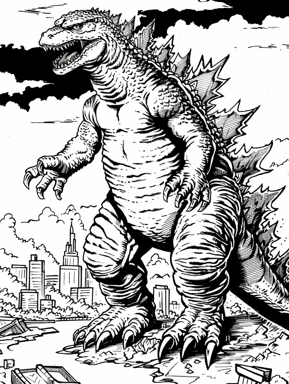 150+ Godzilla Minus One Coloring Pages Printable 16