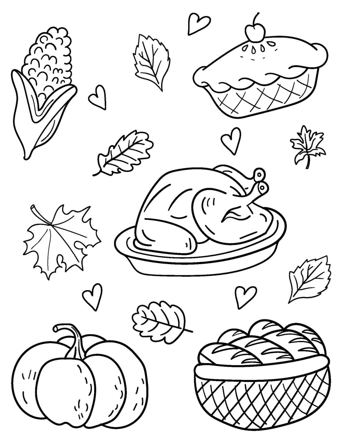 thanksgiving food coloring pages printable jpg