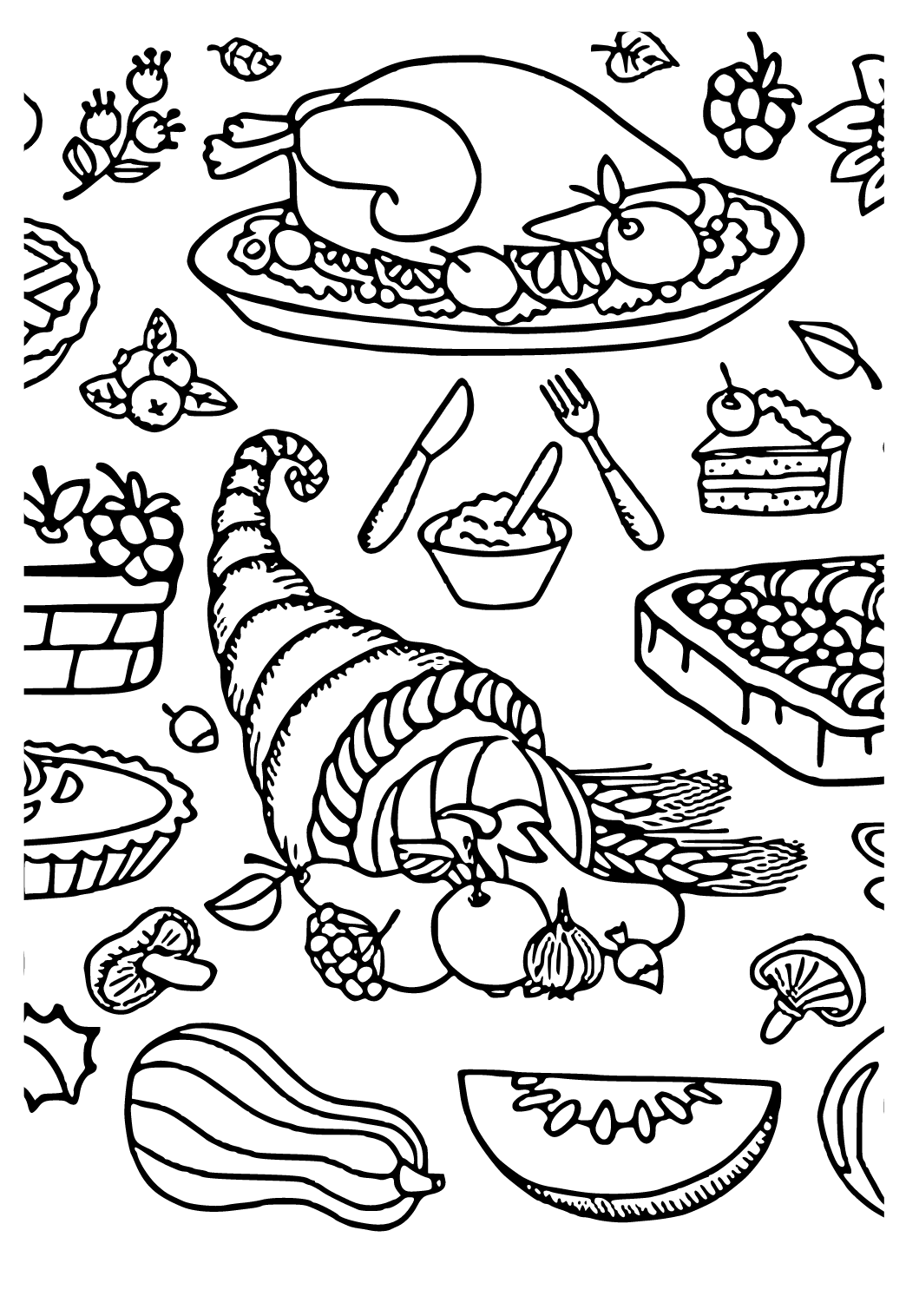 thanksgiving food coloring pages printable jpg