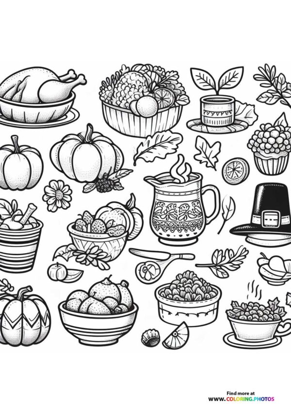 thanksgiving food coloring pages printable jpg