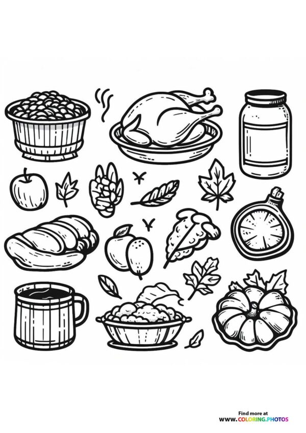 thanksgiving food coloring pages printable jpg