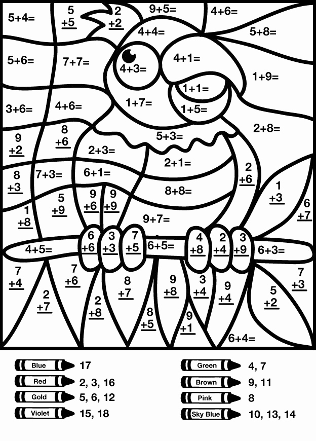 116 Color by Number Addition Printable 33