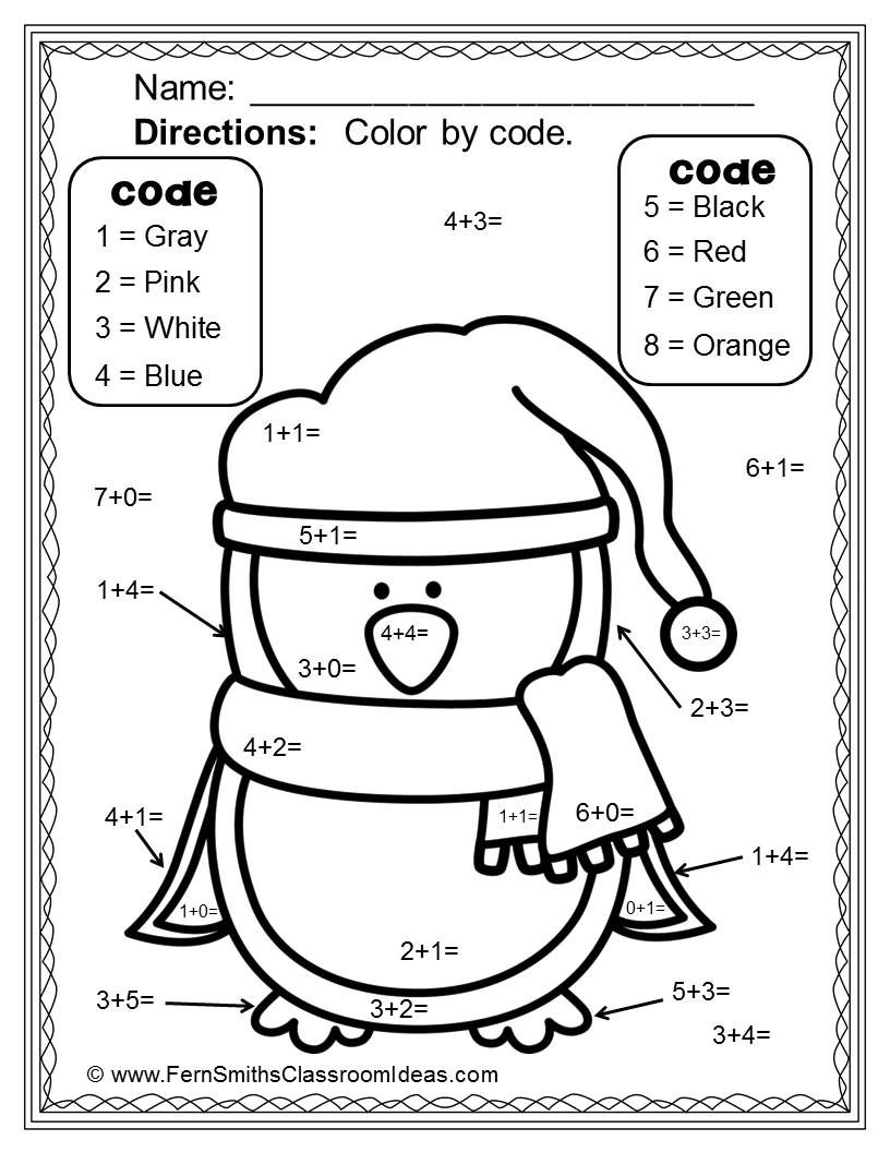 116 Color by Number Addition Printable 7