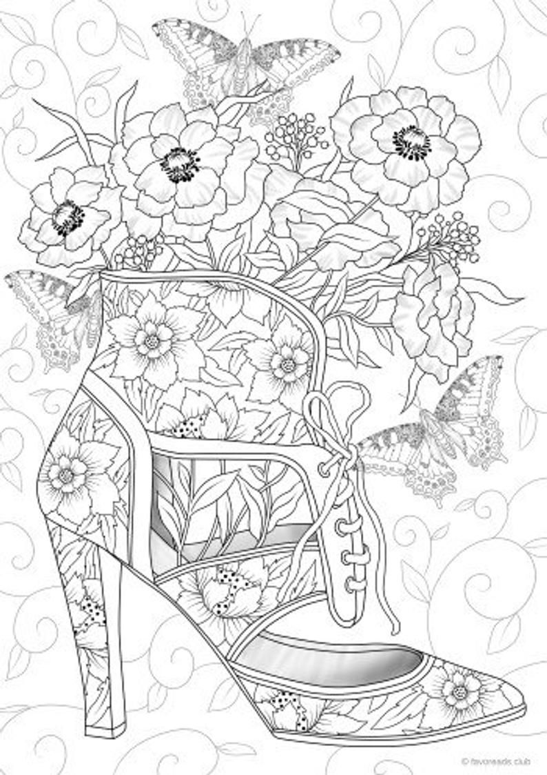 chic shoe coloring pages printable jpg