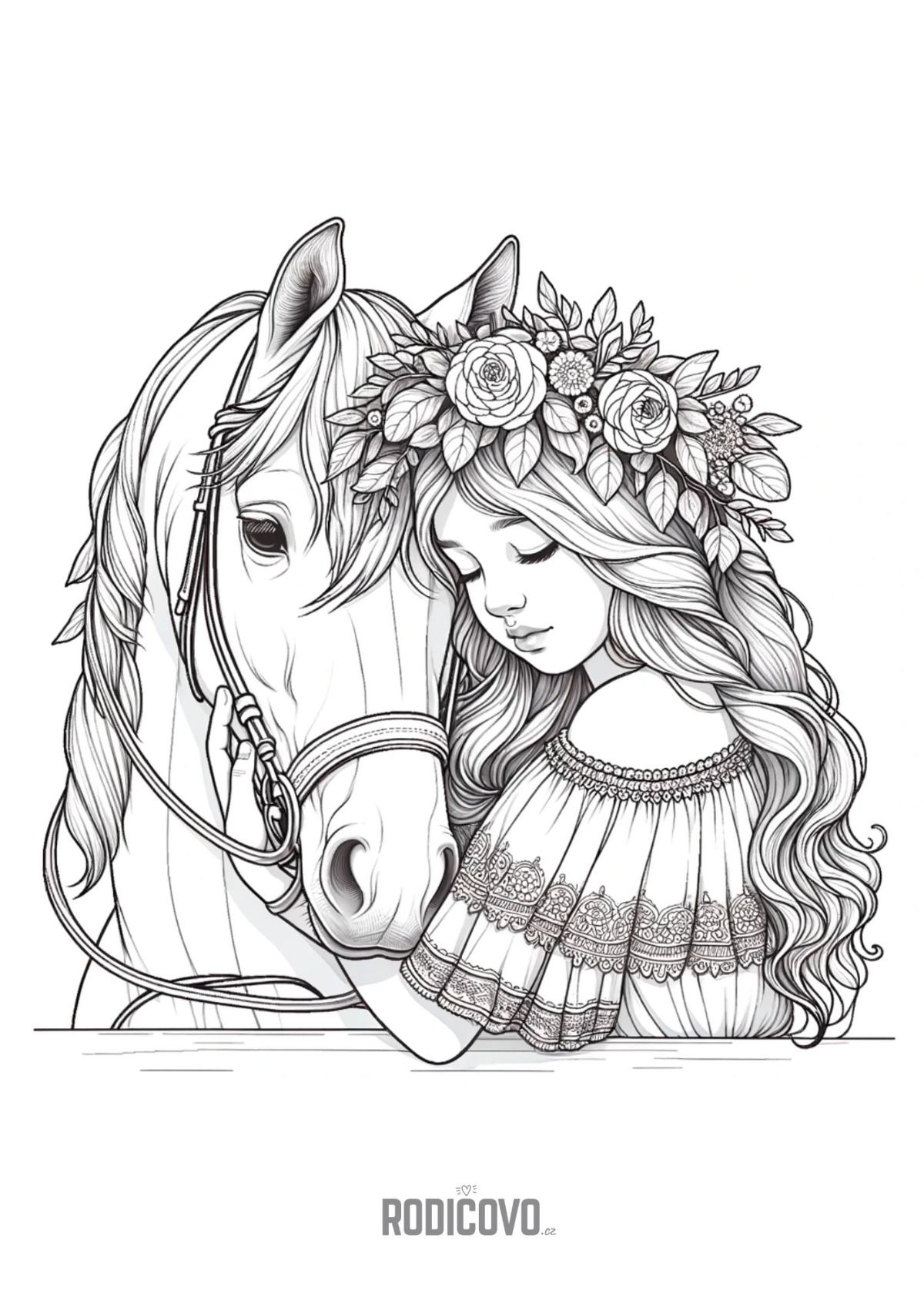 75 Cute Horse Coloring Pages for Kids Farm Animals Printable