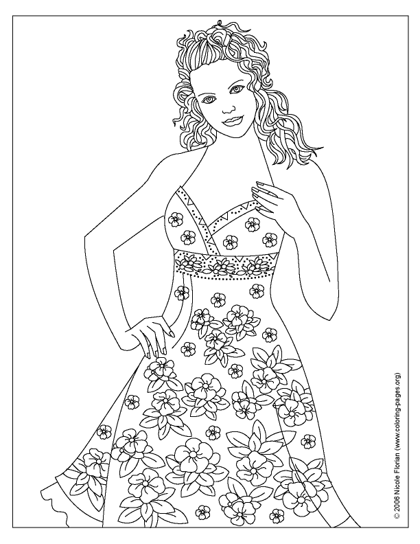 dazzling dress coloring pages printable jpg