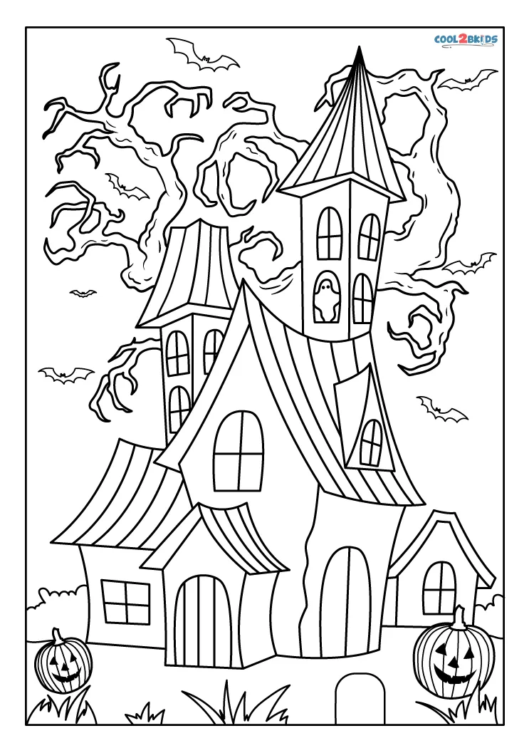 haunted house coloring pages printable thrill jpg