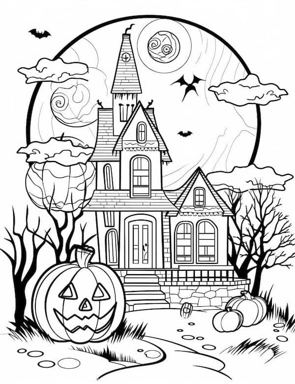 haunted house coloring pages printable thrill jpg