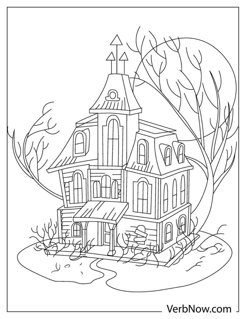 haunted house coloring pages printable thrill jpg