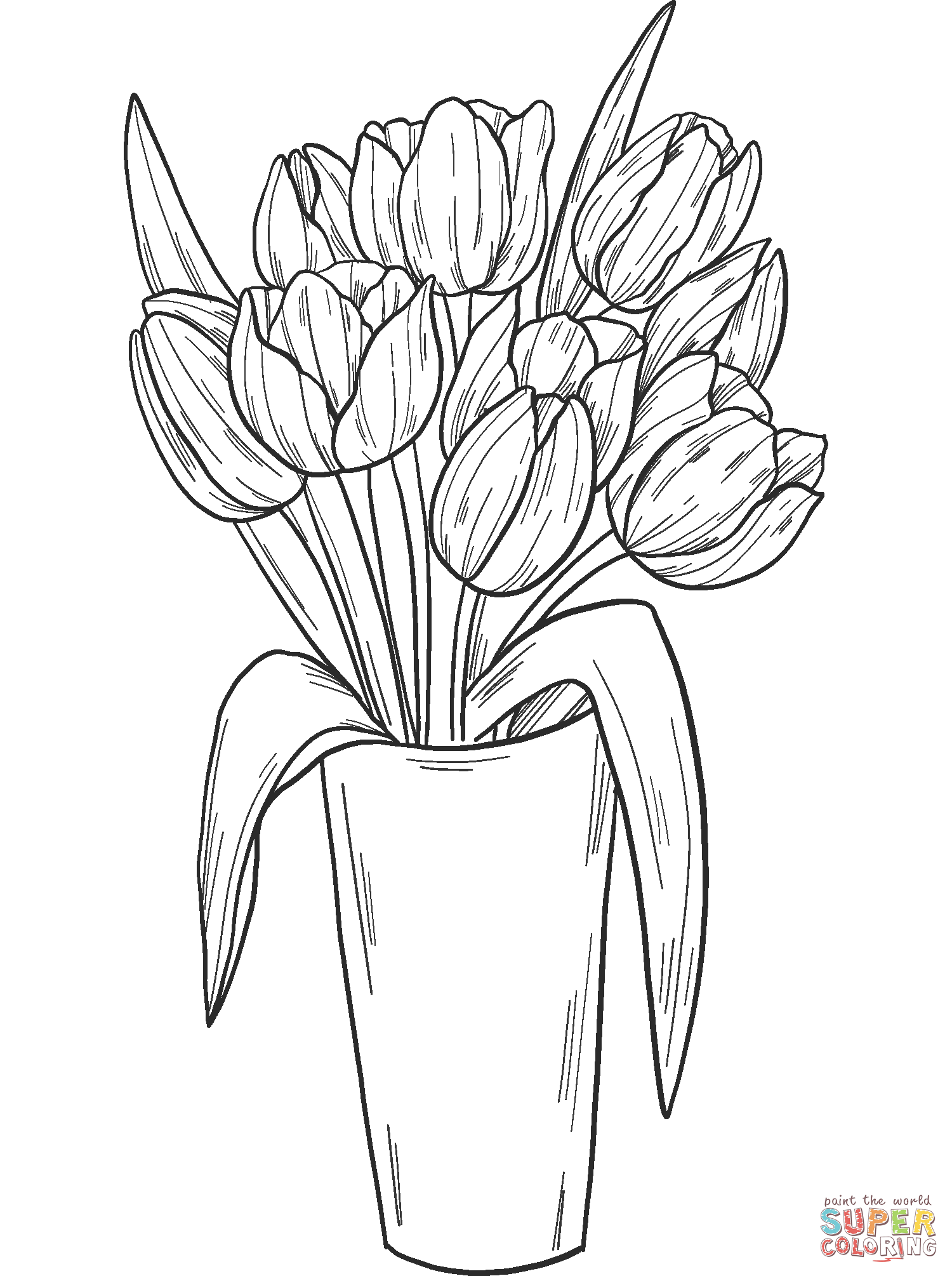 Vibrant Tulip Coloring Pages Printable 10