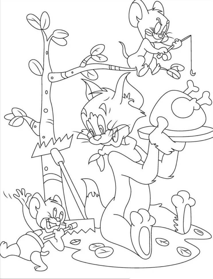 tom and jerry coloring pages for kids printable jpg