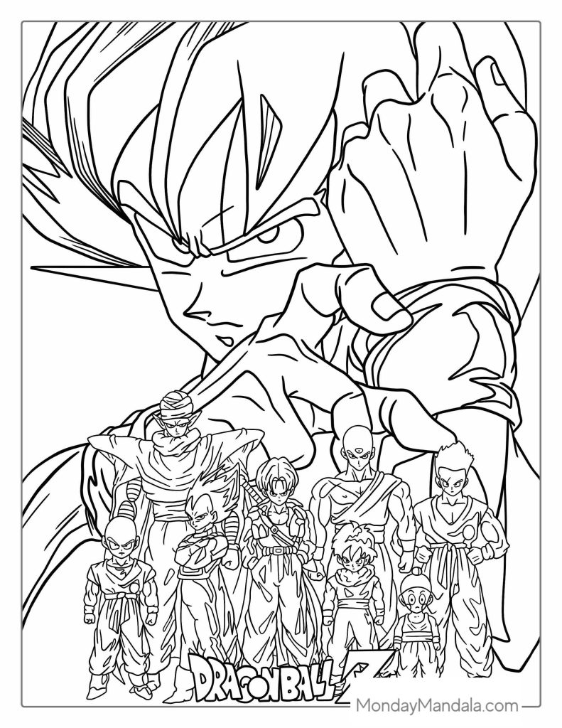 action packed dragon ball z coloring pages printable jpg