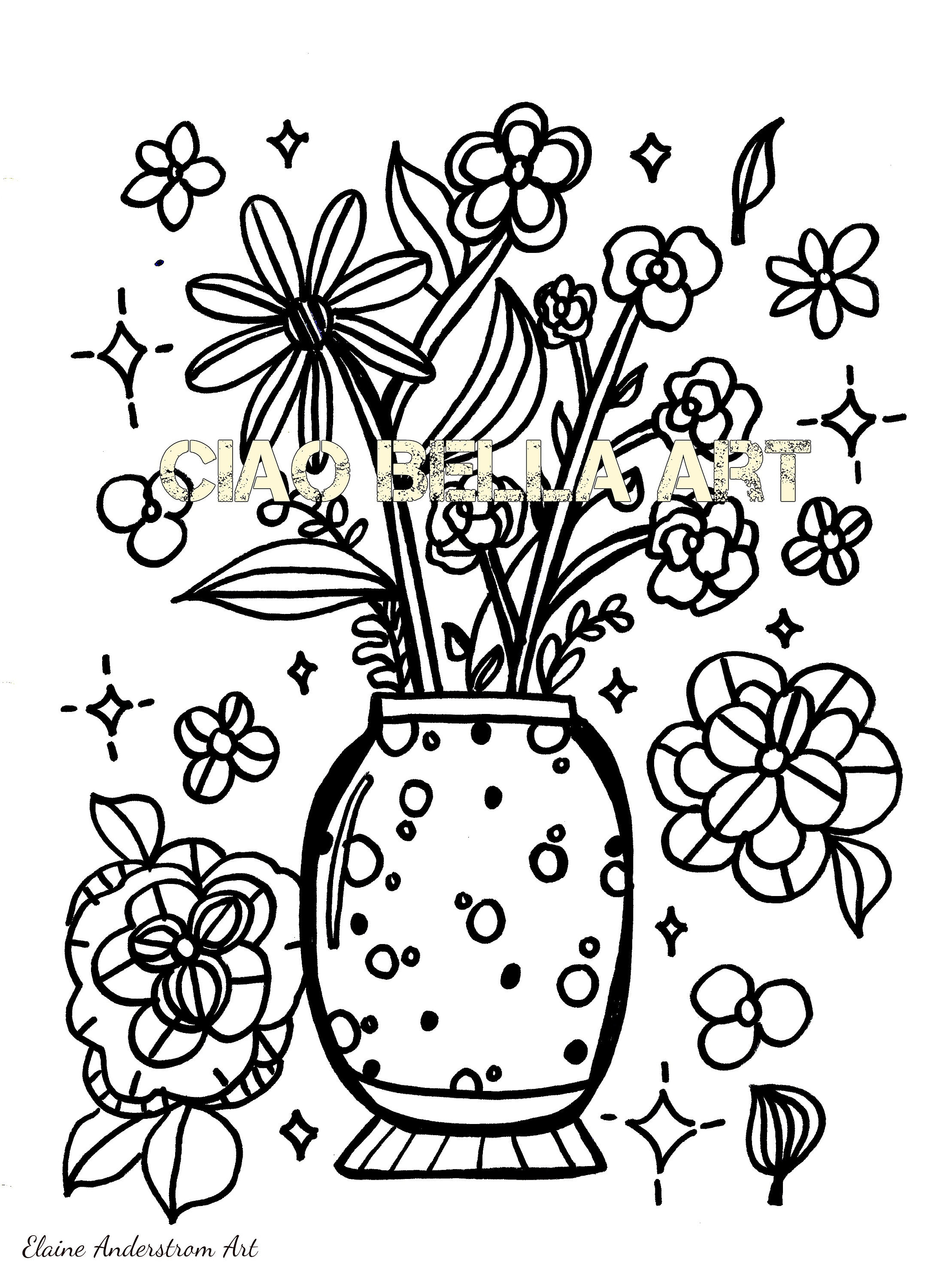 beautiful flower vase coloring pages printable jpg