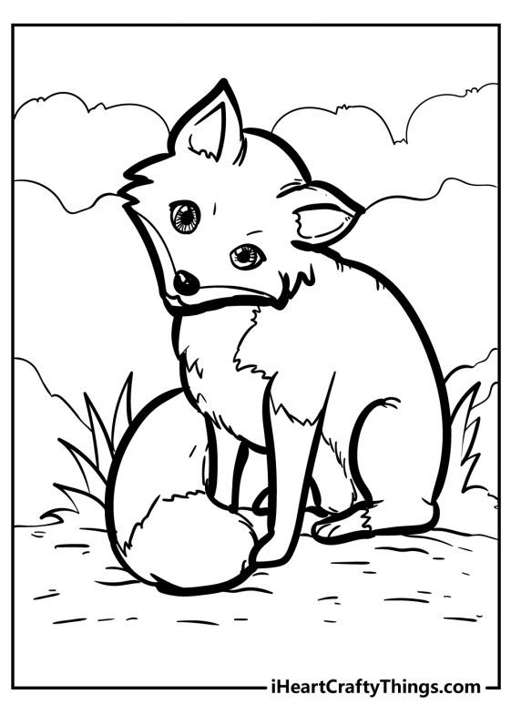 red fox coloring pages printable jpg