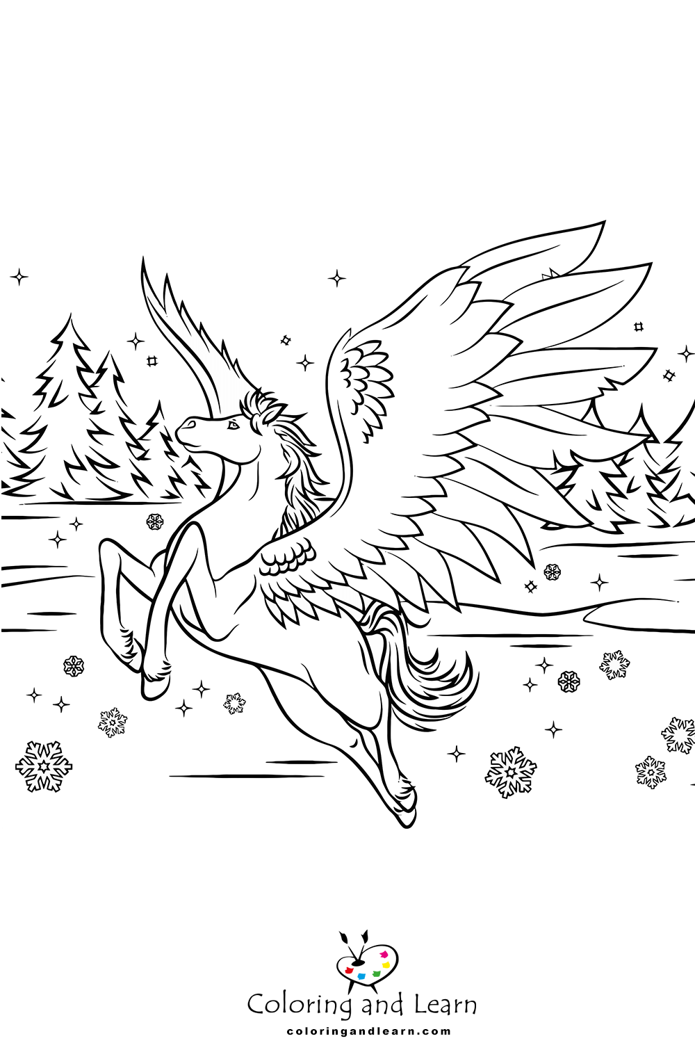 magical pegasus coloring pages printable jpg