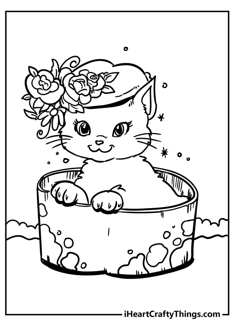 cute cartoon cat coloring pages printable jpg