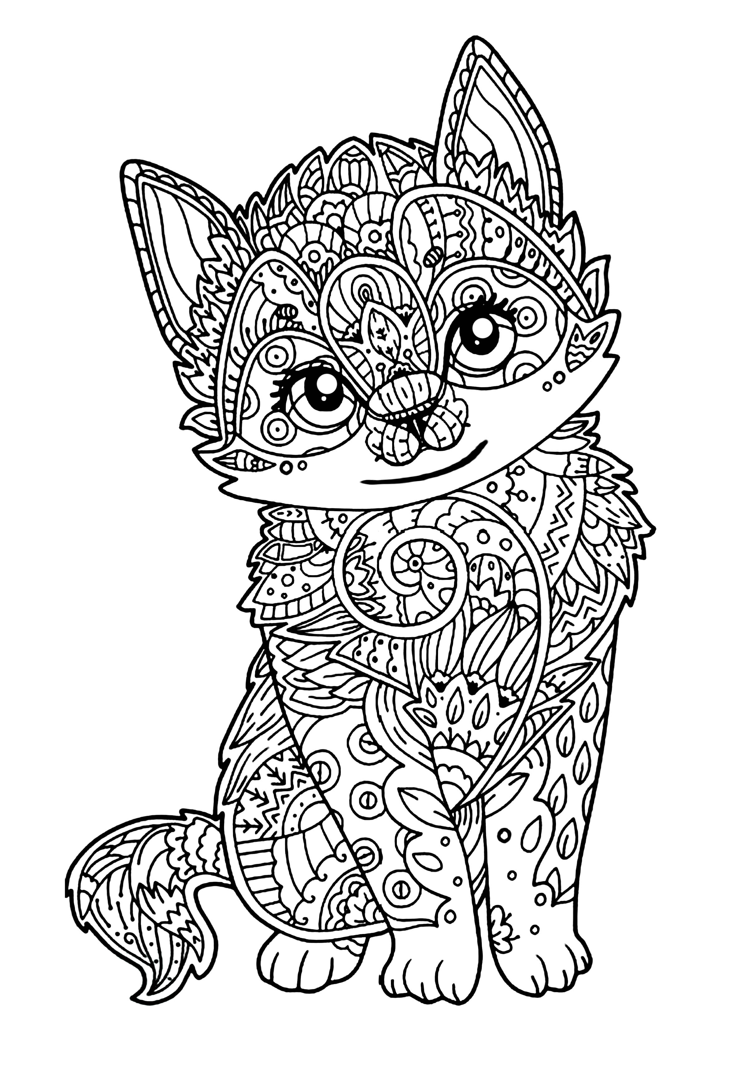 cute cartoon cat coloring pages printable jpg