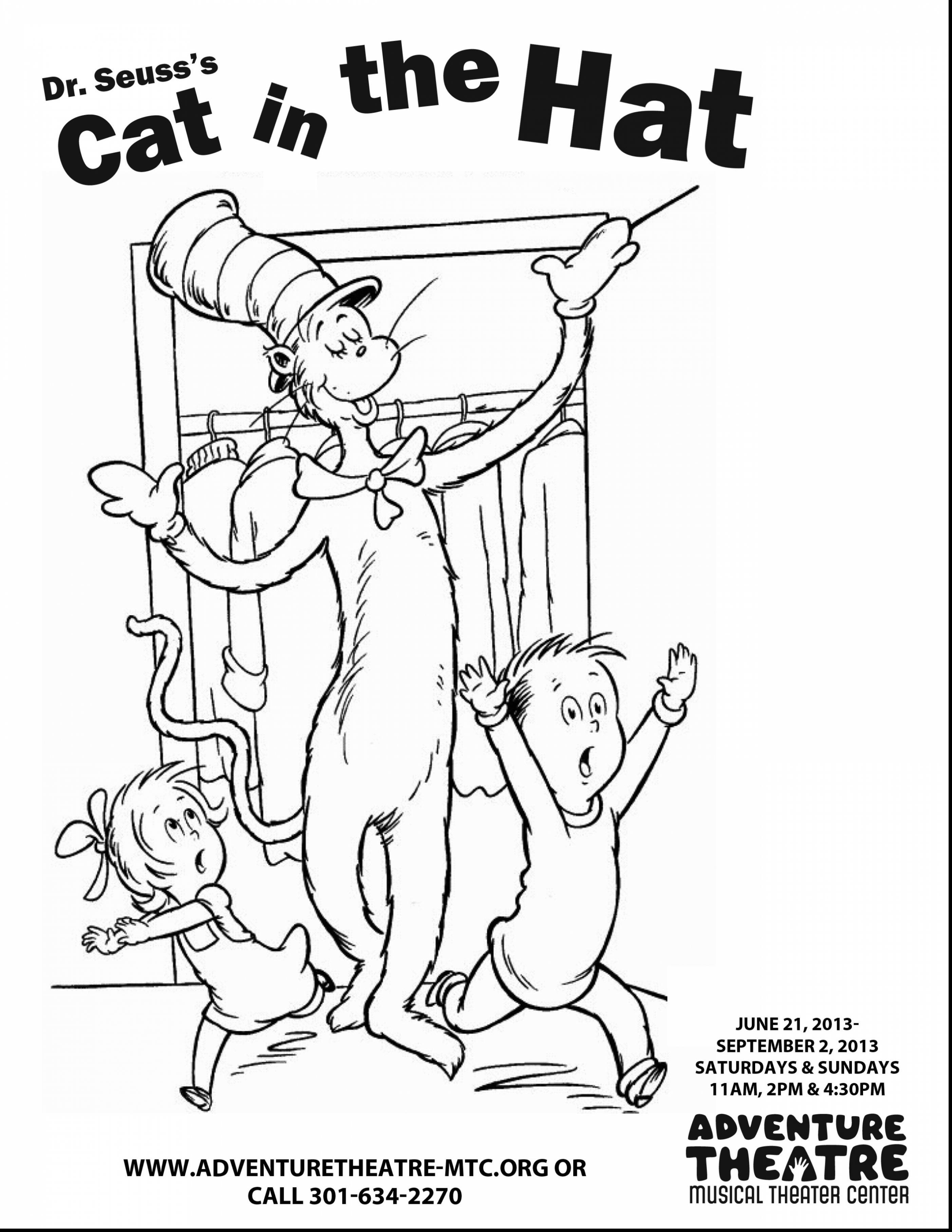 classic cat in the hat coloring pages for kids printable jpg