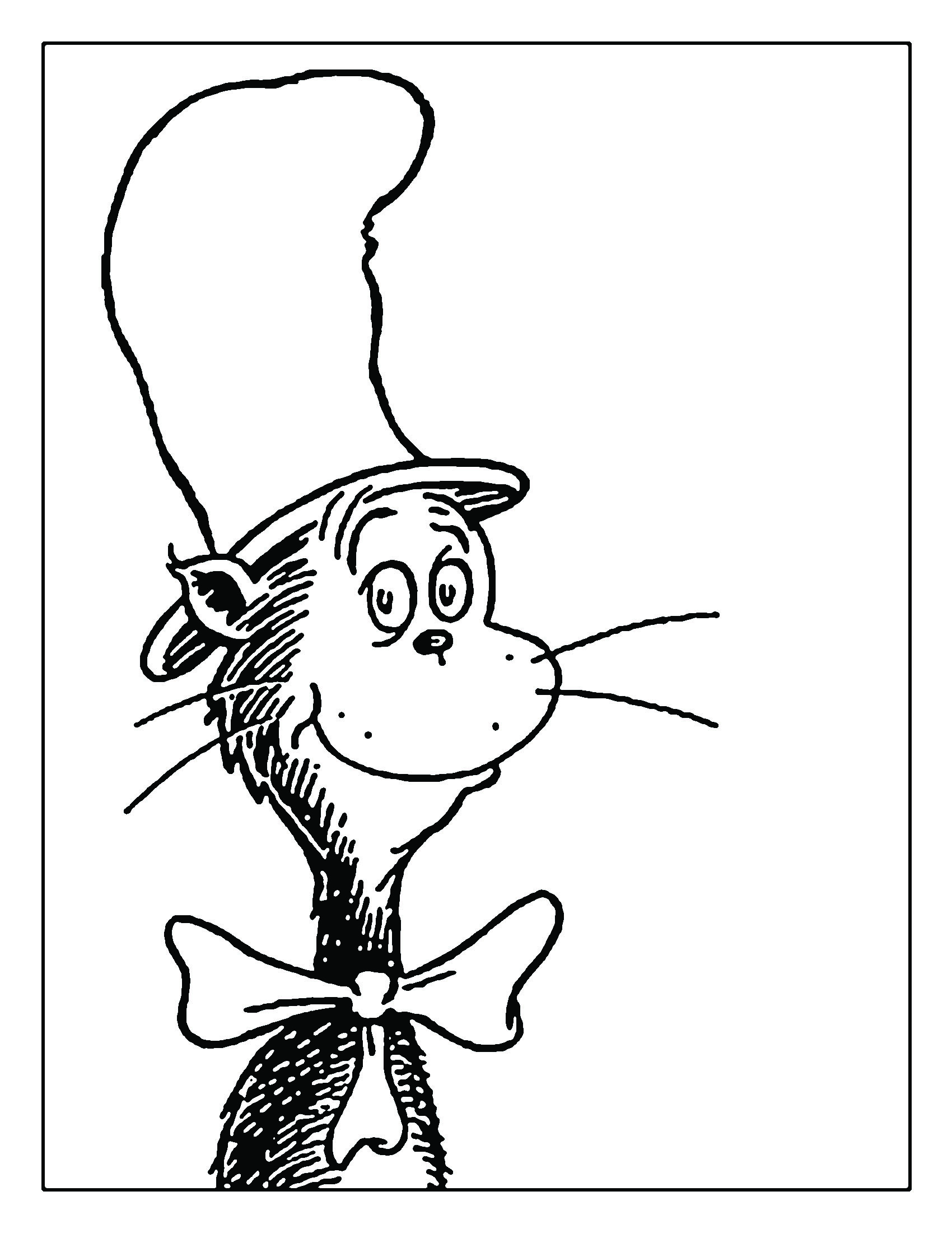 classic cat in the hat coloring pages for kids printable jpg