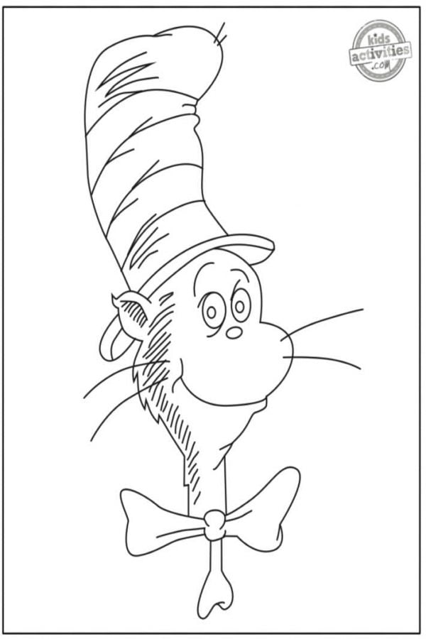 classic cat in the hat coloring pages for kids printable jpg