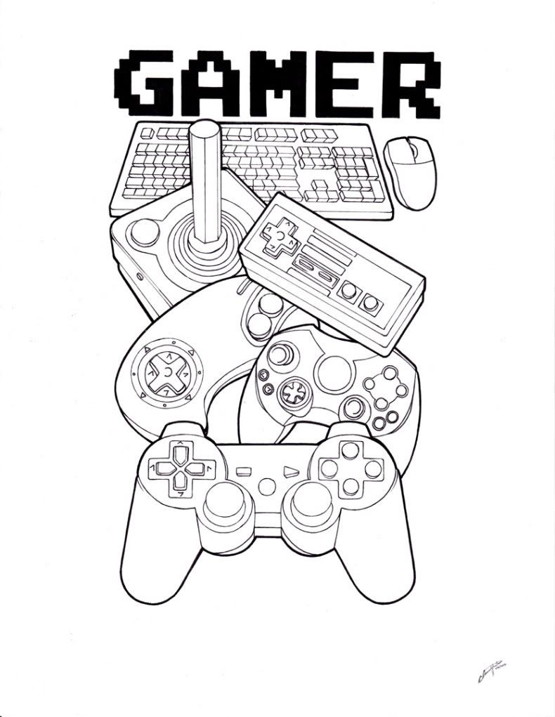 high tech xbox controller coloring page printable jpg