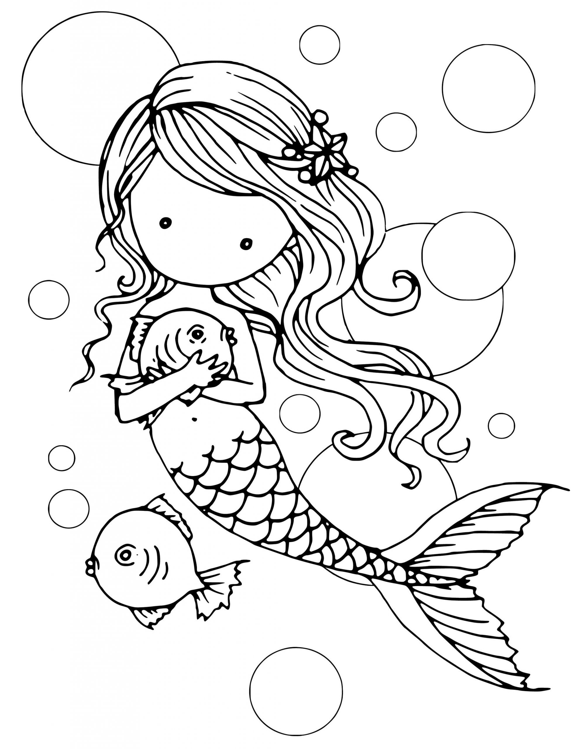 39 Creative Mermaid Free Coloring Pages for Kids Printable 8