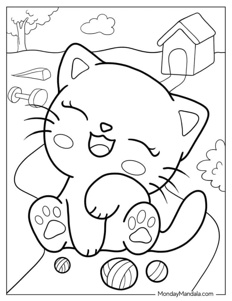 creative kawaii kittens coloring pages printable jpg