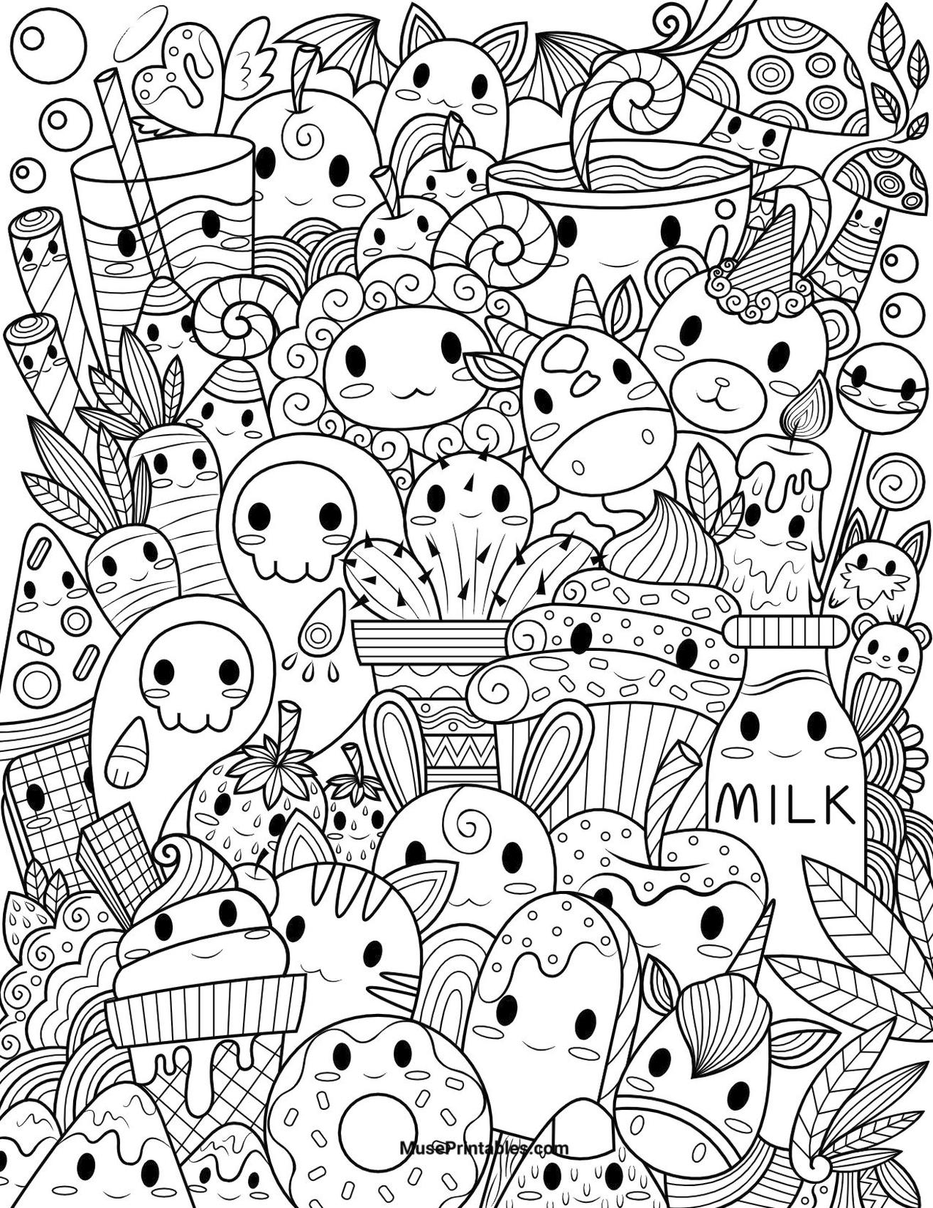 creative kawaii kittens coloring pages printable jpg