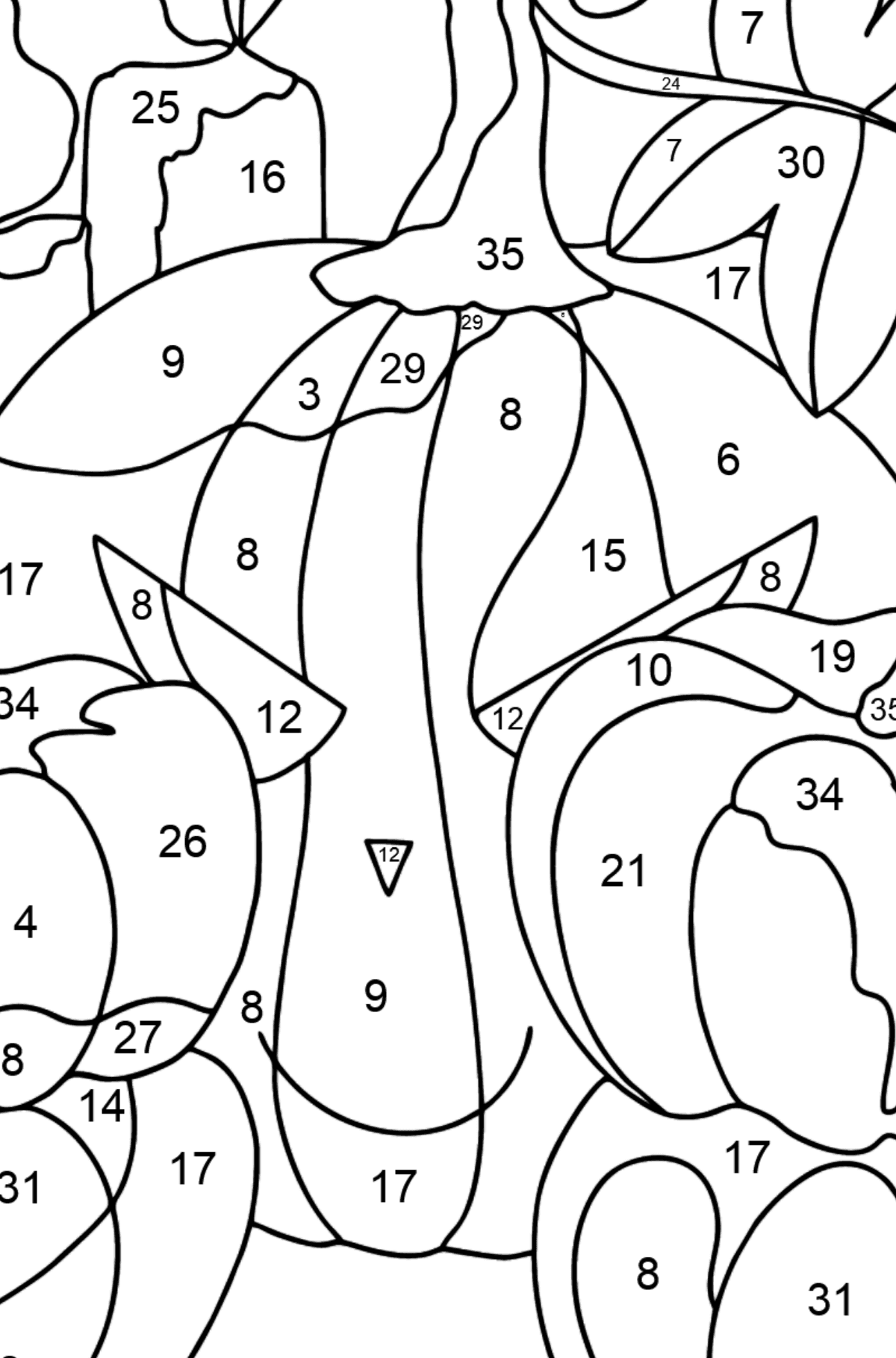 pumpkin color by number printable pages jpg