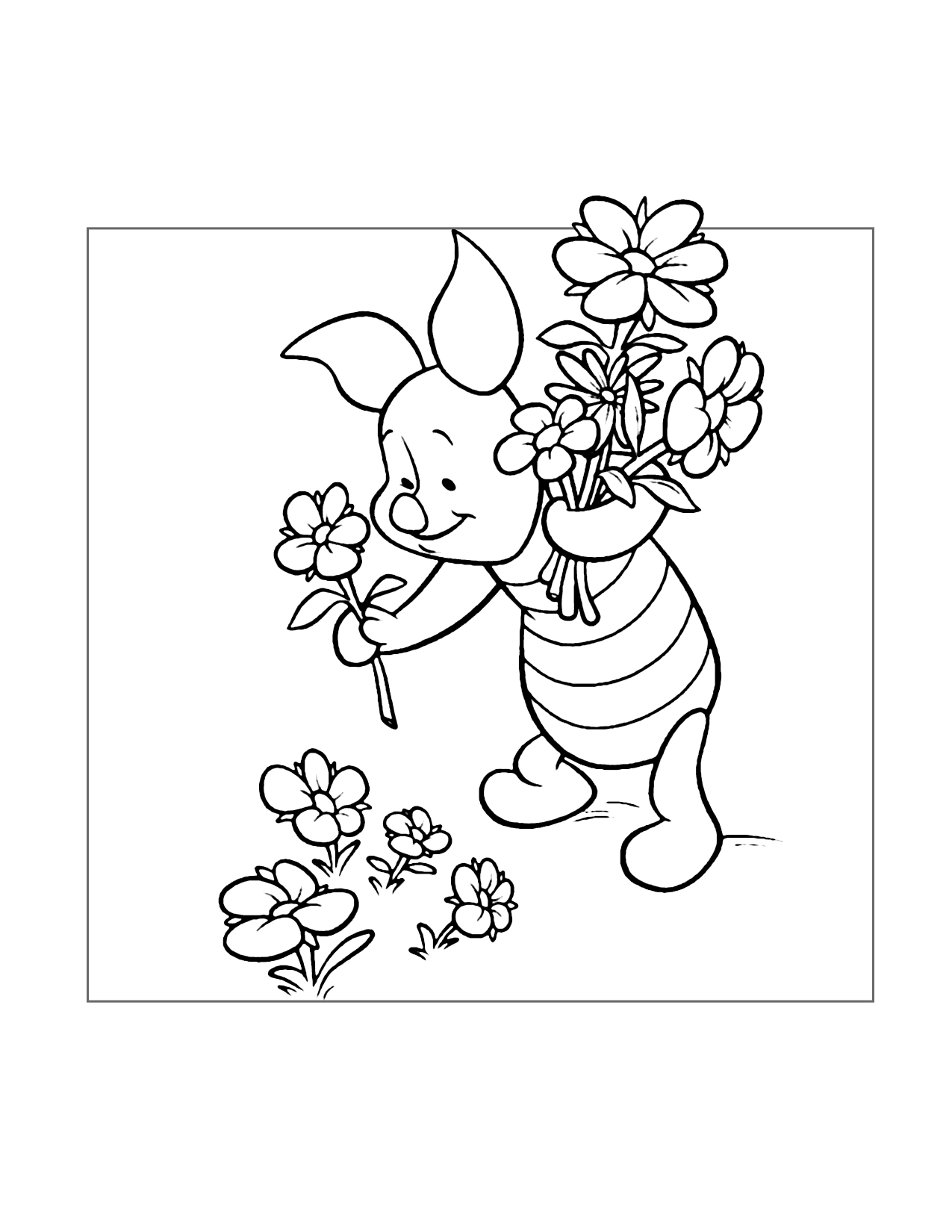 piglet picks flowers coloring page png jpg