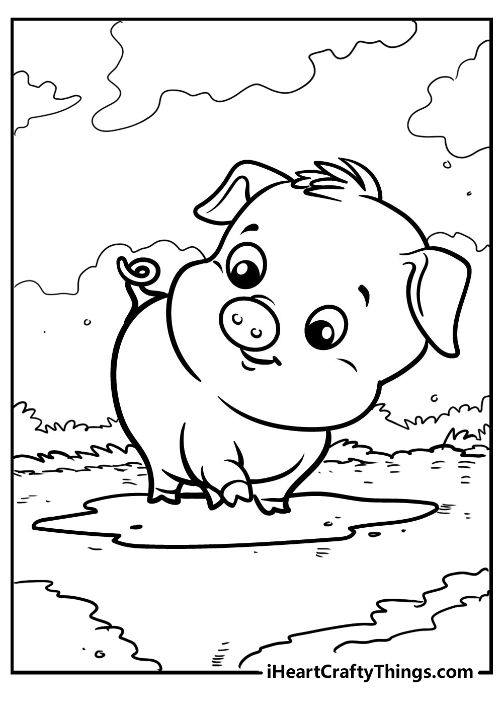 cheerful pig coloring pictures printable jpg