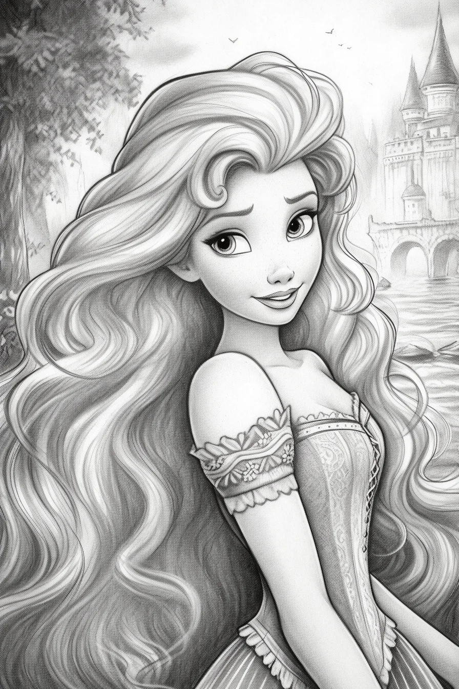 whimsical all princesses coloring pages printable jpg