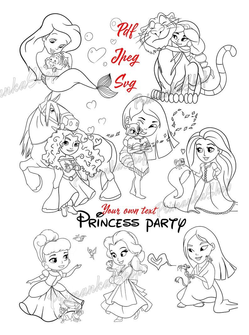 whimsical all princesses coloring pages printable jpg