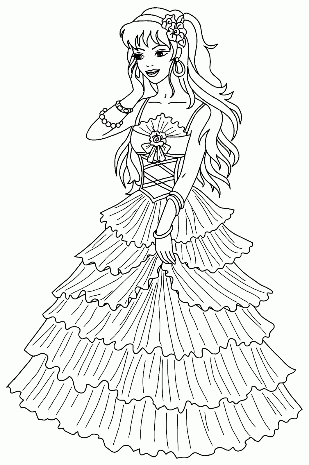 trendy princess drawing for coloring printable jpg