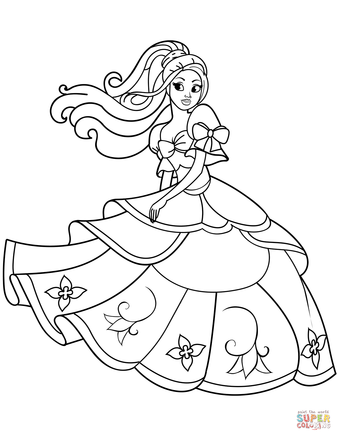 creative princess drawing for coloring printable jpg