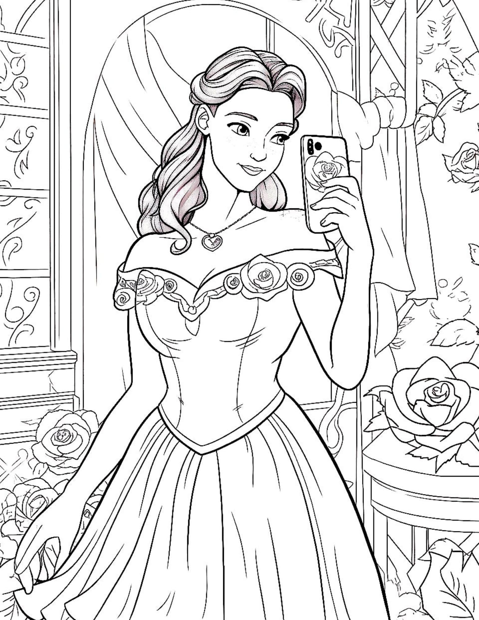 adorable princess drawing for coloring printable jpg