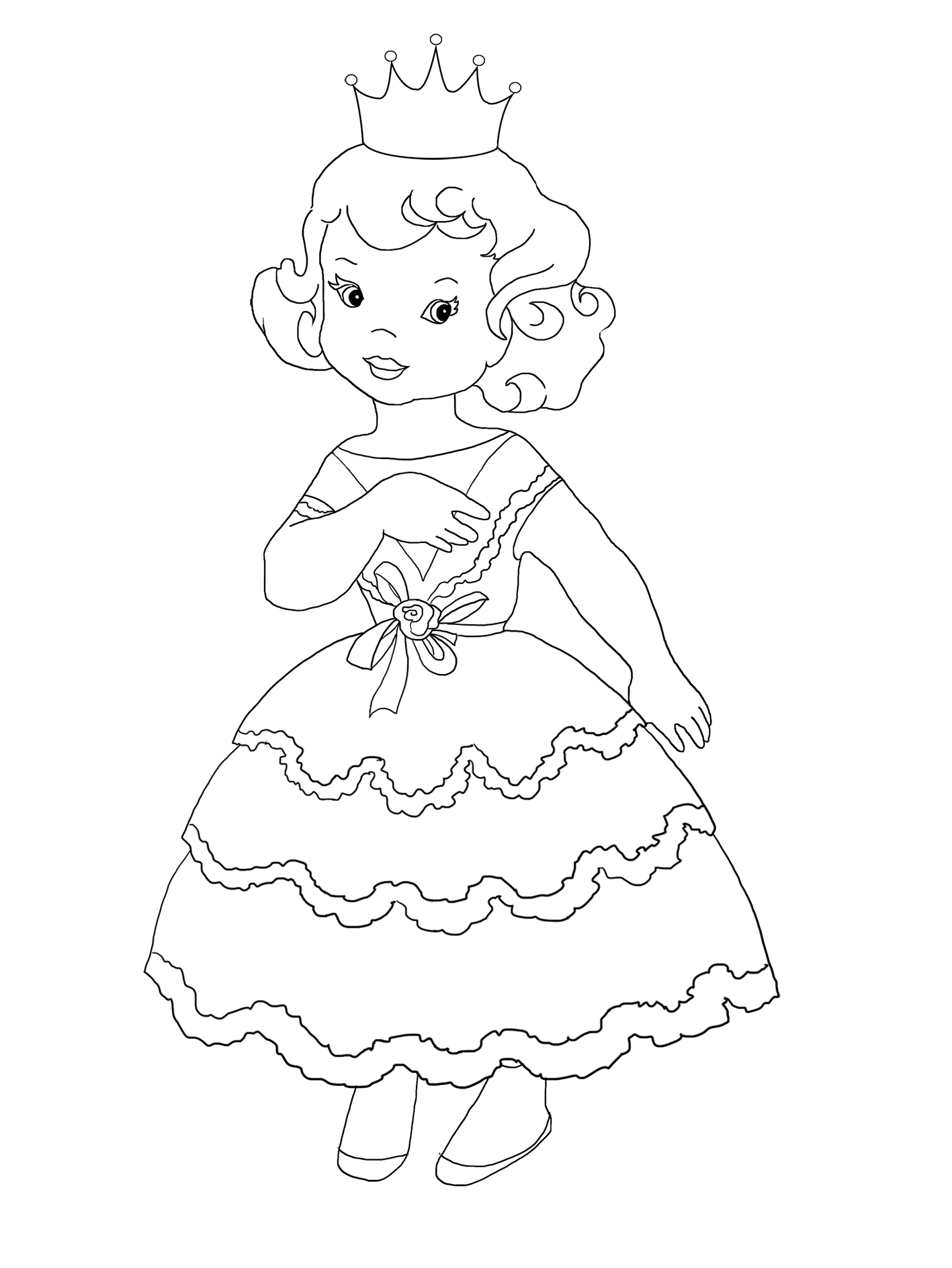 artistic princess drawing for coloring printable jpg