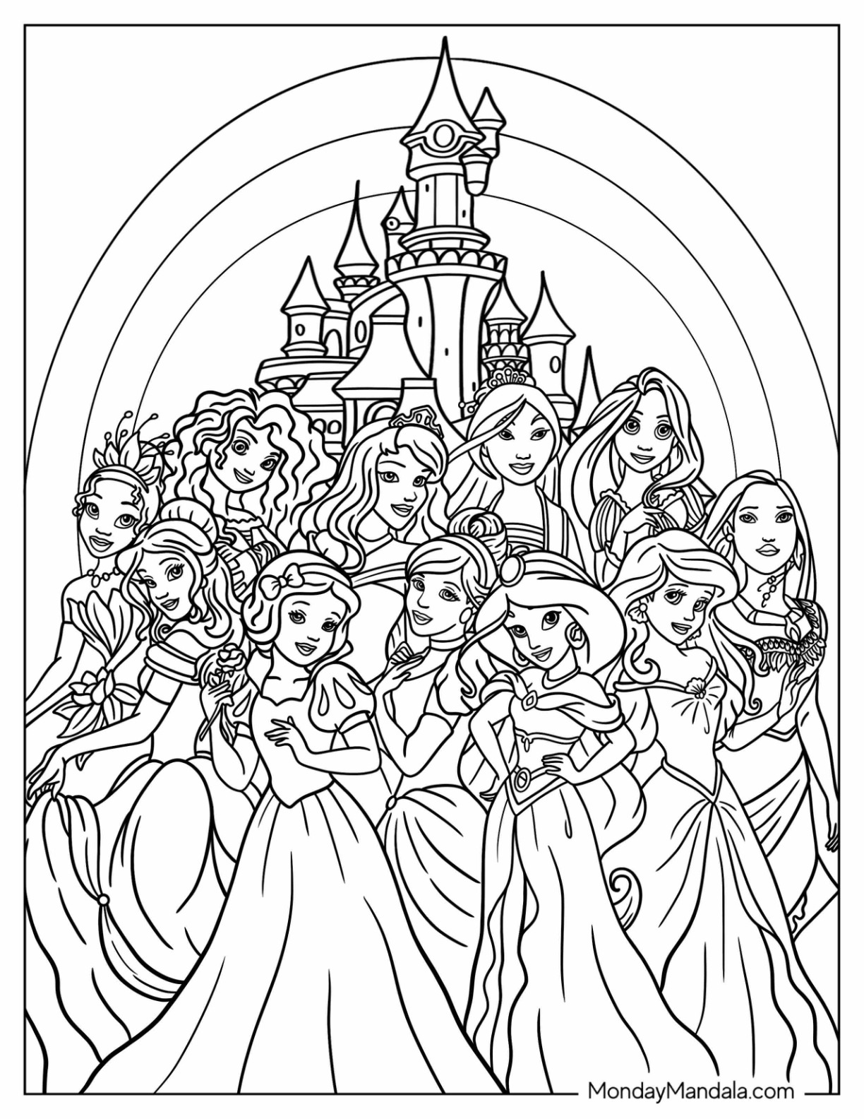 free all princesses coloring pages printable jpg