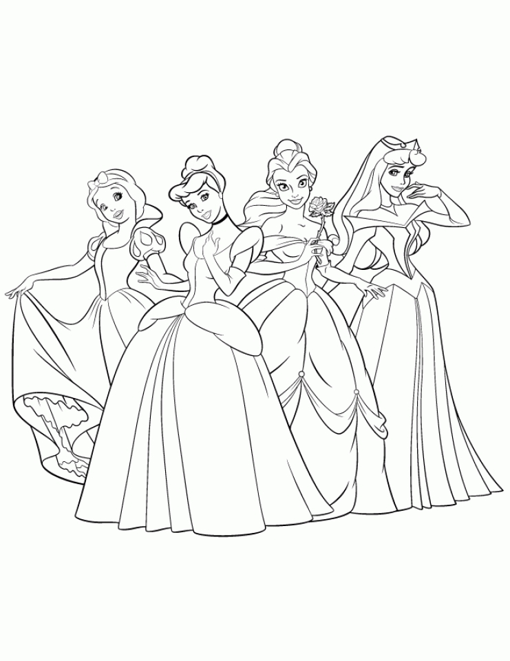 cheerful all princesses coloring pages printable jpg