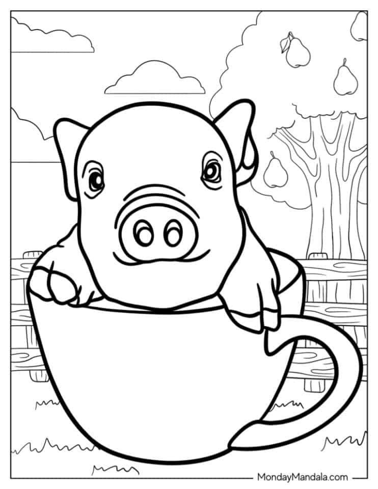 creative simple pig coloring pages printable jpg