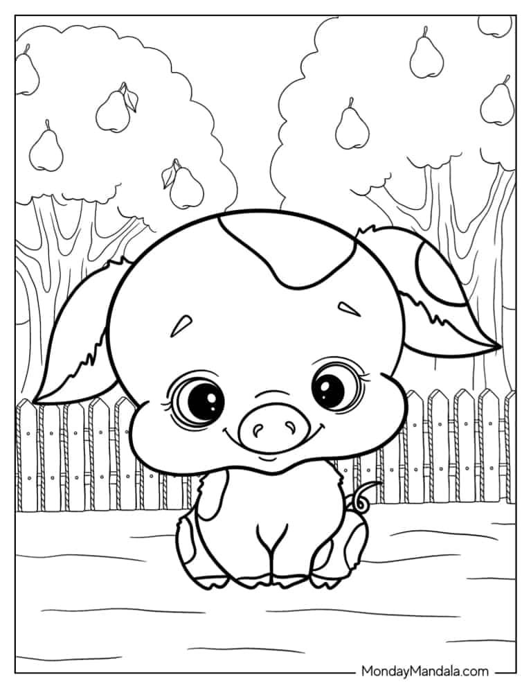 43+ Easy Christmas Pig Coloring Pages and Drawing