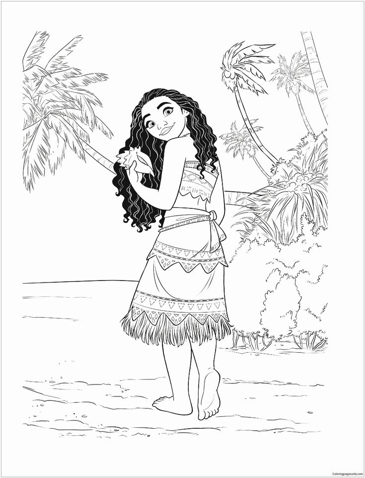 10 Magical Moana Cartoon Coloring Pages for Kids