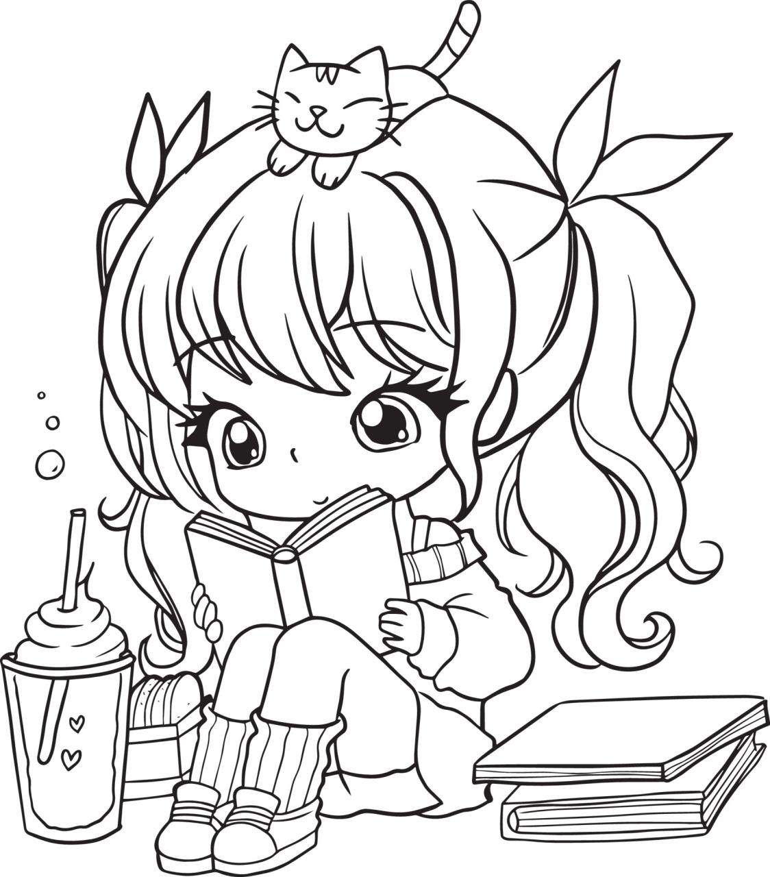 10 Adorable Cute Girl Cartoon Coloring Pages for Creative Fun