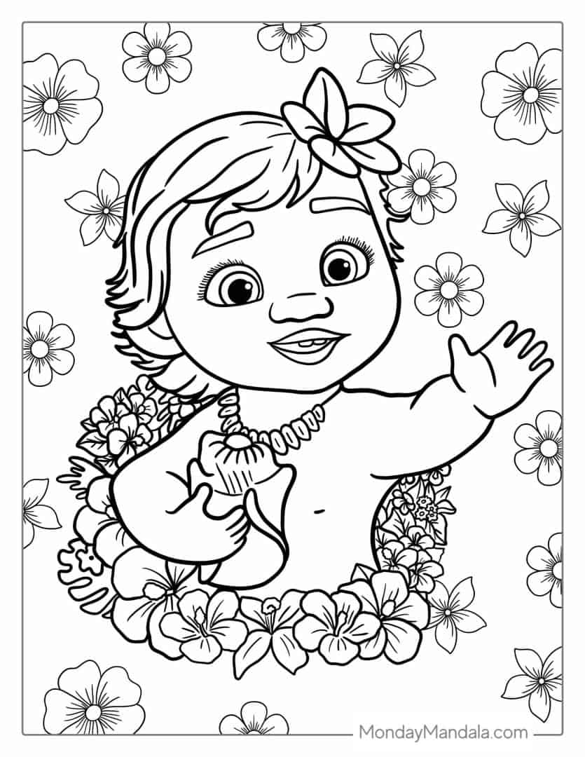 10 Magical Moana Cartoon Coloring Pages for Kids