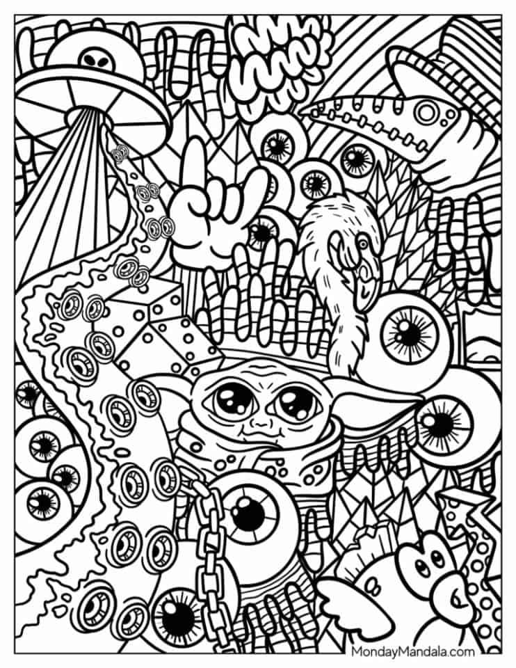 49+ Top Trippy Cartoon Coloring Pages Printable Sheets Printables