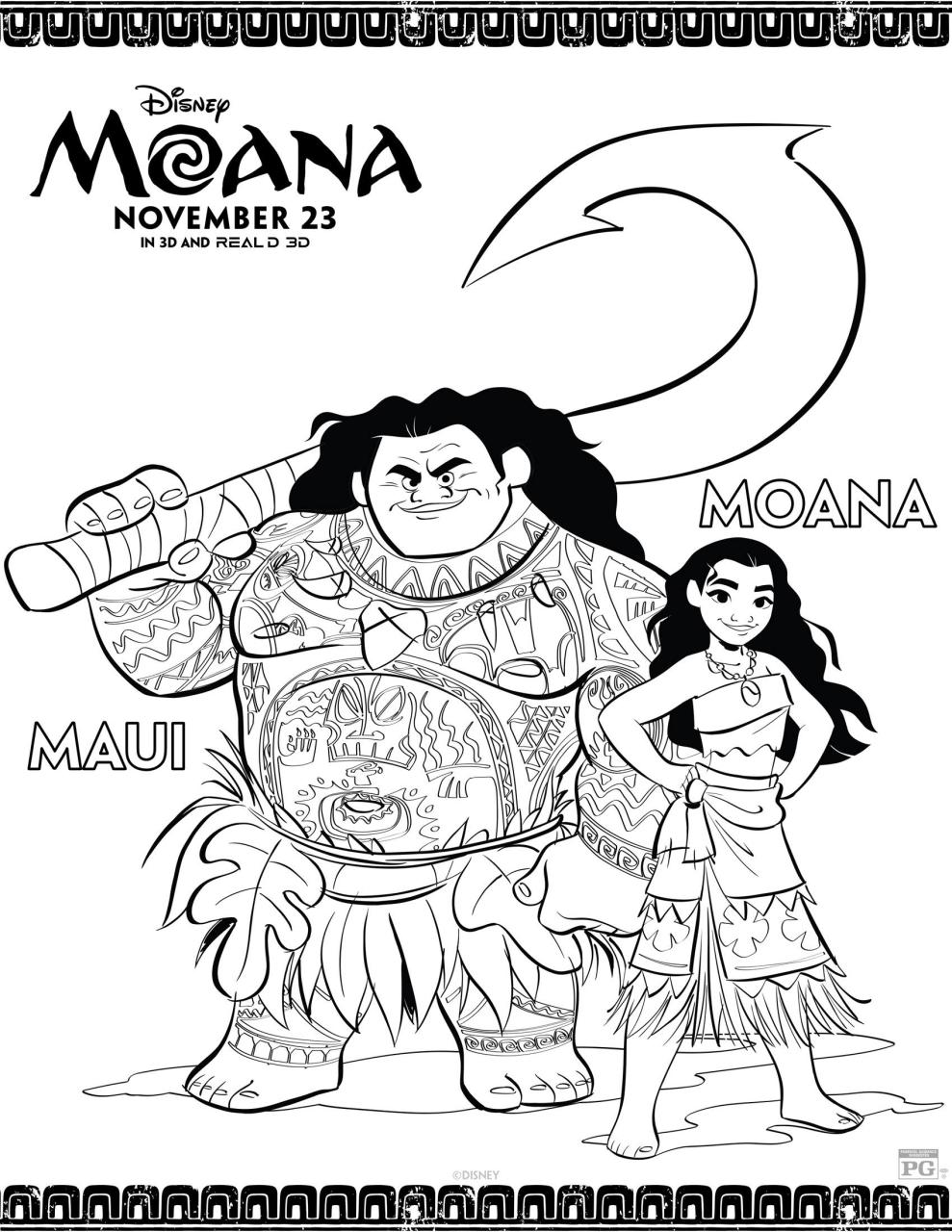 10 Magical Moana Cartoon Coloring Pages for Kids